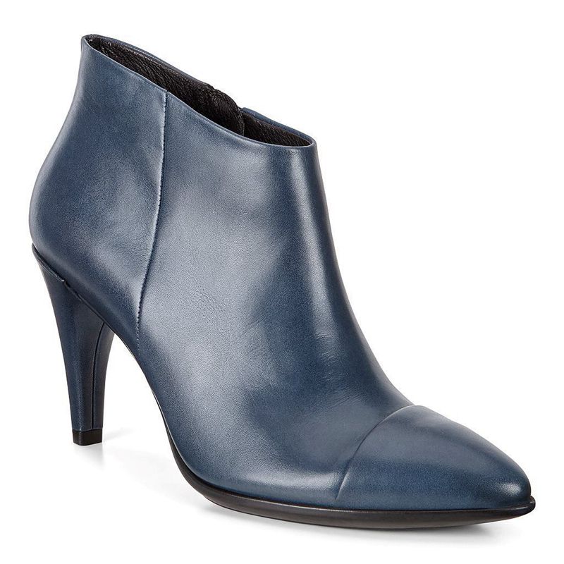 Women Boots Ecco Shape 75 Pointy - Heeled Booties Blue - India GRXSYU753